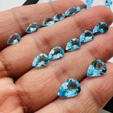 Swiss Blue Topaz faceted Pear 5x7 , 5x8 , 6x8 , 6x9 , 7x10, 7x9 mm sizes- Pack of 1 Piece - AAA Quality - Natural Swiss Blue Topaz