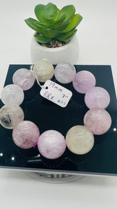 Kunzite Round Bracelet - 19 mm Size - Code K2  - AAA Quality - Natural Kunzite Bracelet - Length 7 Inch