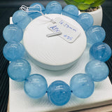 Aquamarine Round Bracelet • 16.50 mm Size • Code Z5  • 4A Quality • 7.5 Inch Length • Stretch Bracelet • Natural Aquamarine Bracelet