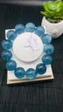 Aquamarine Round Bracelet •18 mm Size • Code Z7 • 5A Quality • 7.5 Inch Length • Stretch Bracelet • Natural Aquamarine Bracelet