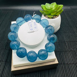 Aquamarine Round Bracelet •18 mm Size • Code Z7  • 5A Quality • 7.5 Inch Length • Stretch Bracelet • Natural Aquamarine Bracelet