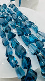 London Blue Topaz Faceted Nugget- Length 8”- AAA Quality -Natural London Blue topaz Beads  -