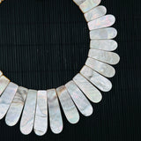 White MOP Necklace - 14-17x 25-55 mm Size - AAA Quality- Hand Braided Beads Pendant Necklace- MOP Necklace