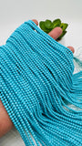 Turquoise Round Beads 3 mm Size- AAA Quality -100 % Natural Turquoise - Length 40 cm - Turquoise Round Blue