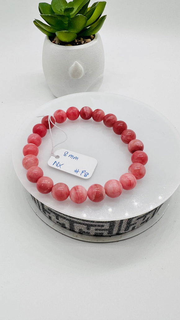 Pink Opal Bracelet - 8 mm Size  - Code P8 - AAAA Quality - Length 7.5 Inch- Natural Pink Opal Bracelet- Dark Color