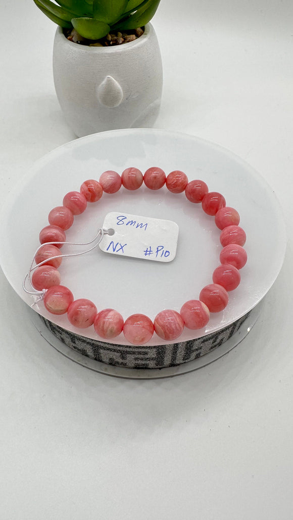 Pink Opal Bracelet - 8 mm Size  - Code P10 - AAAA Quality - Length 7.5 Inch- Natural Pink Opal Bracelet- Dark Color