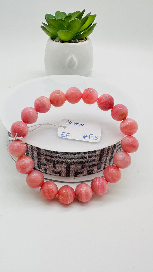 Pink Opal Bracelet - 10 mm Size  - Code P15 - AAAA Quality - Length 7.5 Inch- Natural Pink Opal Bracelet- Dark Color