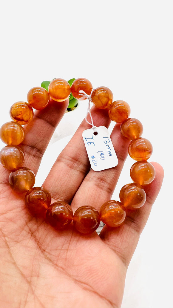 Andesine Bracelet- Size 13 mm- Code# C4  - AA Quality length 7.5 Inch Origin Tibet - Natural Andesine Round Bracelet