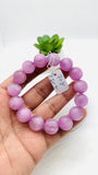Kunzite Bracelet - 14 mm Size - Code# B1 - AAA Quality - Natural Kunzite Round Bracelet - Length 7.5 Inch