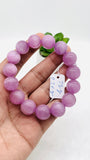 Kunzite Bracelet - 14 mm Size - Code# B4  - AAA Quality - Natural Kunzite Round Bracelet - Length 7.5 Inch