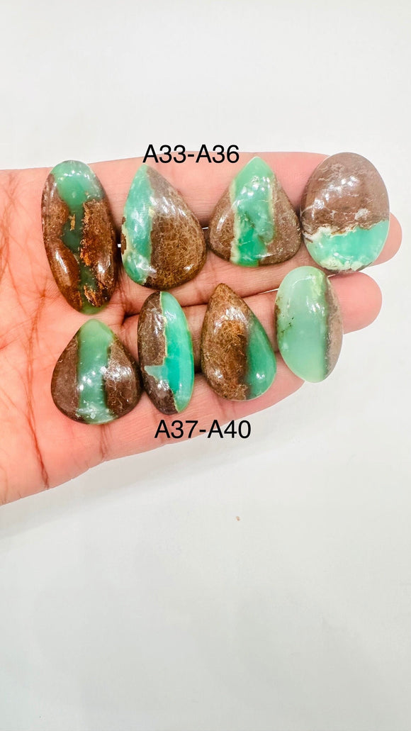 Chrysoprase Cabochon • Code A33-A40 • AAA Quality • Natural Chrysoprase Cabs • Chrysoprase pendant