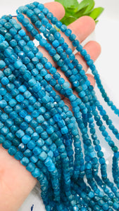 Apatite Faceted Cube Beads - 4 mm Size -  Length 40 cm - Natural Apatite Box Beads