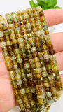 Grossular Garnet Faceted Cube Beads - 4 mm Size -  Length 40 cm - Grossular Garnet Apatite Box Beads