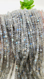 Labradorite Faceted Cube Square Dice Beads - 4 mm Size - Length 40 cm - Natural Labradorite Box Beads