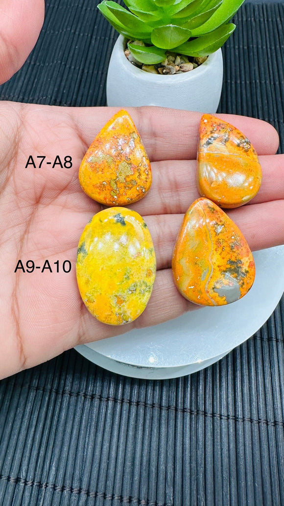 Bumble Bee Cabochon • Code A7-A10 • AAA Quality • Natural Bible Bee Jasper Cabs •  Flat Back Cabochon