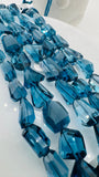 London Blue Topaz Faceted Nugget- Length 8”- AAA Quality -Natural London Blue topaz Beads  -