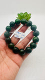 Chrome Diopside Bracelet -14.50 mm Size - Code #C2 - AAA Quality - Length 7.5 Inch - Natural Chrome Diopside Bracelet