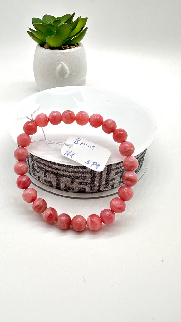 Pink Opal Bracelet - 8 mm Size  - Code P9 - AAAA Quality - Length 7.5 Inch- Natural Pink Opal Bracelet- Dark Color