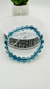 Aquamarine Round Bracelet • 8 mm Size • Code D2 • 5A Quality • 7.5 Inch Length •  Natural Aquamarine Bracelet