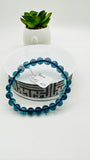 Aquamarine Round Bracelet • 8 mm Size • Code D3 • 5A Quality • 7.5 Inch Length • Natural Aquamarine Bracelet
