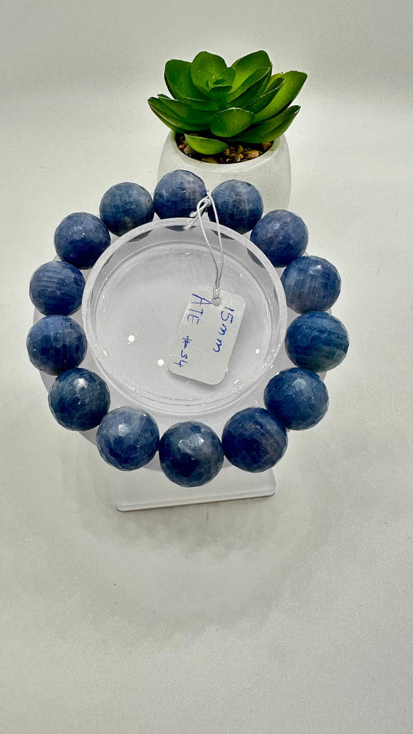 Blue Sapphire Bracelet • 15 mm Size • Code #S4 • 7.5'' Length • Natural Sapphire Round Faceted Bracelet