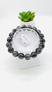 Black Rutile Bracelet • 12 mm Size • Code #A11 • AAAA Quality • 7.5 Inch Length • Natural Rutilated Quartz  • Rutile Bracelet