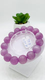 Kunzite Bracelet - 14 mm Size - Code# B5  - AAA Quality - Natural Kunzite Round Bracelet - Length 7.5 Inch