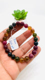 Tourmaline Bracelet 8 mm Size - Code#A1 - 4A Quality  Natural Multi Tourmaline Round Bracelet - Length 7.5"