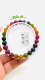 Tourmaline Bracelet 8 mm Size - Code#A1 - 4A Quality  Natural Multi Tourmaline Round Bracelet - Length 7.5"