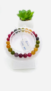 Tourmaline Bracelet 8 mm Size - Code#A2 - 4A Quality  Natural Multi Tourmaline Round Bracelet - Length 7.5"