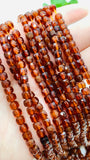 Hessonite Faceted Cube Beads - 4 mm Size - Length 40 cm - Natural Hessonite Box Beads