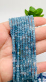 Aquamarine Faceted Cube Beads - 3 mm Size - Length 40 cm - Natural Aquamarine Box Beads