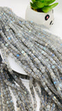 Labradorite Faceted Cube Beads - 4 mm Size -  Length 40 cm - Natural Labradorite  Box Beads