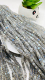 Labradorite Faceted Cube Square Dice Beads - 4 mm Size - Length 40 cm - Natural Labradorite Box Beads