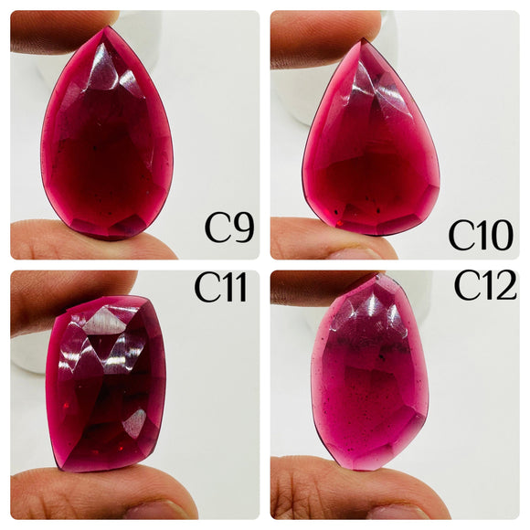 Garnet Rose Cut Fancy Shape • Code C9-C12  • Garnet Faceted Cut (Polki)  •  AAA Quality- Best for Jewelry making • One Side Cutting