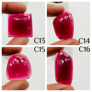 Garnet Rose Cut Fancy Shape • Code C13-C16  • Garnet Faceted Cut (Polki)  •  AAA Quality- Best for Jewelry making • One Side Cutting