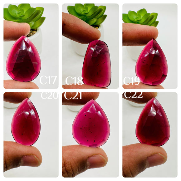 Garnet Rose Cut Fancy Shape • Code C17- C22 • Garnet Faceted Cut (Polki)  •  AAA Quality- Best for Jewelry making • One Side Cutting