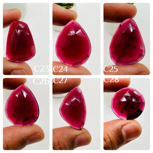 Garnet Rose Cut Fancy Shape • Code C23- C28 • Garnet Faceted Cut (Polki)  •  AAA Quality- Best for Jewelry making • One Side Cutting