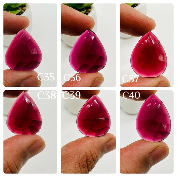 Garnet Rose Cut Fancy Shape • Code C35- C40 • Garnet Faceted Cut (Polki)  •  AAA Quality- Best for Jewelry making • One Side Cutting