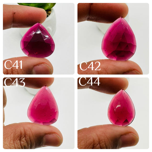 Garnet Rose Cut Fancy Shape • Code C41- C44 • Garnet Faceted Cut (Polki)  •  AAA Quality- Best for Jewelry making • One Side Cutting