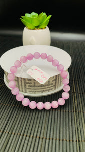 Kunzite Bracelet - 8 mm Size - Code# C2  - AAA Quality - Natural Kunzite Round Bracelet - Length 7.5 Inch