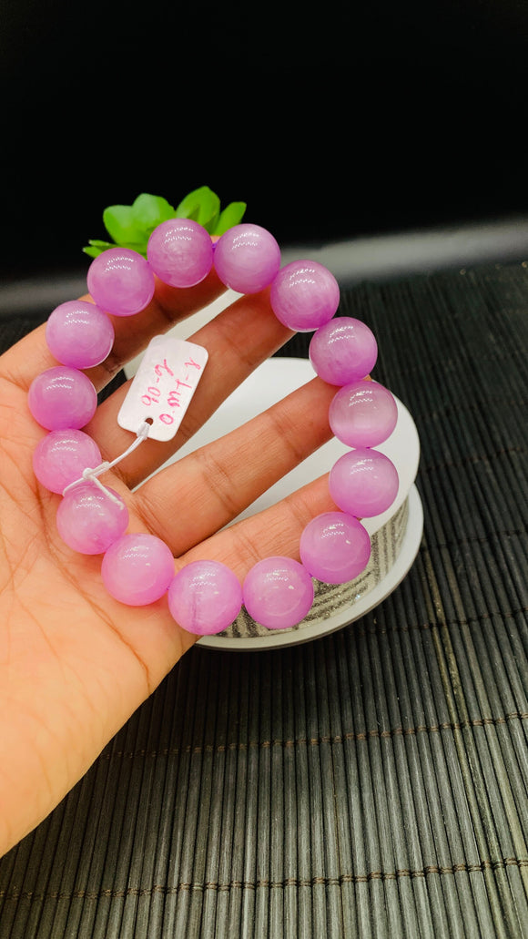 Kunzite Bracelet - 15 mm Size - Code# C13  - AAAA Quality - Natural Kunzite Round Bracelet - Length 8 Inch