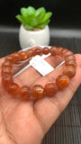 Sunstone Bracelet 9 mm size- Code #S11  -AAA Quality - Natural Sunstone Beaded Bracelet - Length 7.5 Inch