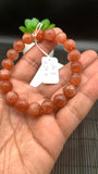 Sunstone Bracelet 10 mm size- Code #N6  -AAA Quality - Natural Sunstone Beaded Bracelet - Length 7.5 Inch