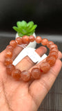 Sunstone Bracelet 10 mm size- Code #N7  -AAA Quality - Natural Sunstone Beaded Bracelet - Length 7.5 Inch