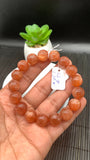 Sunstone Bracelet 12 mm size- Code #N10  -AAA Quality - Natural Sunstone Beaded Bracelet - Length 7.5 Inch