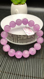 Kunzite Bracelet - 12 mm Size - Code# C8  - AAAA Quality - Natural Kunzite Round Bracelet - Length 7 Inch