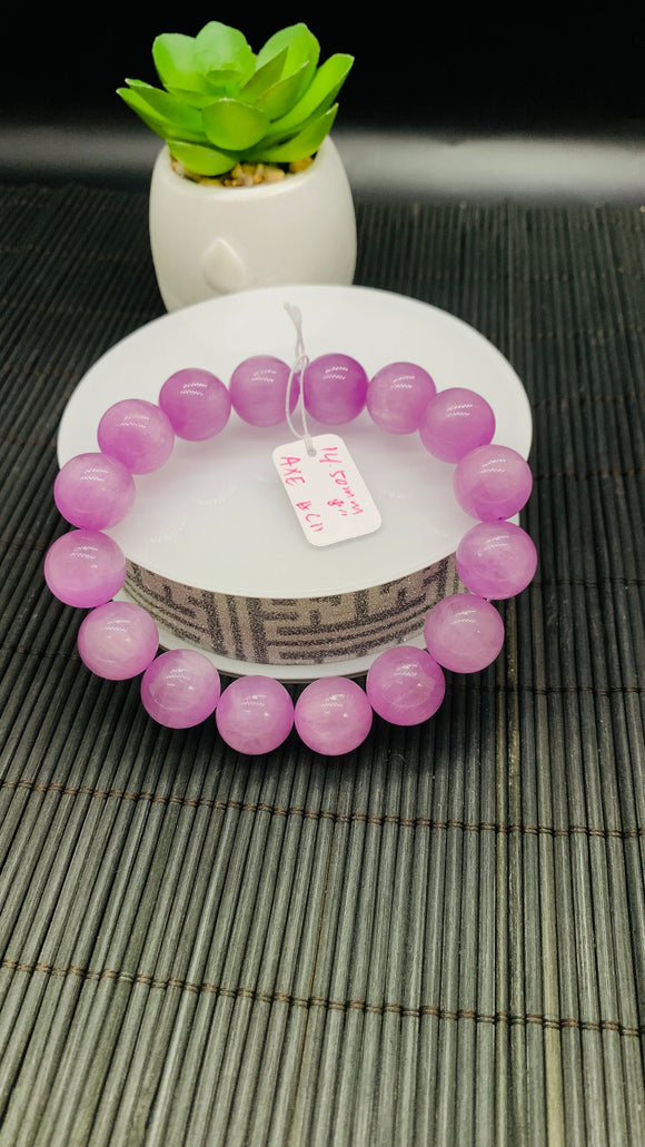 Kunzite Bracelet - 14.50 mm Size - Code# C11  - AAAA Quality - Natural Kunzite Round Bracelet - Length 8 Inch