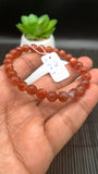 Sunstone Bracelet 7 mm size- Code #S10  -AAA Quality - Natural Sunstone Beaded Bracelet - Length 7.5 Inch