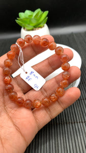 Sunstone Bracelet 8 mm size- Code #S4  -AAA Quality - Natural Sunstone Beaded Bracelet - Length 7.5 Inch